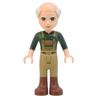 friends marcel - dark green plaid shirt and overalls dark tan pants with boots