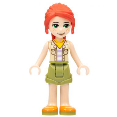 friends mia - olive green shorts orange shoes tan vest bright light orange scarf