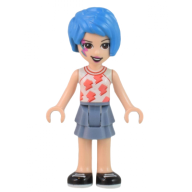friends evelyn - white sleeveless shirt sand blue skirt face paint