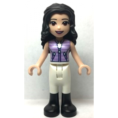 friends emma - lavender vest white trousers with black boots