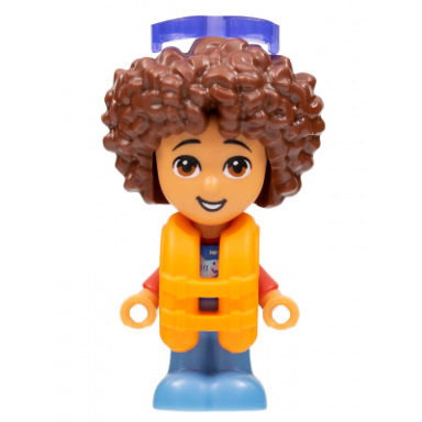 friends santiago - micro doll red and blue shirt with shark orange life jacket trans-purple sunglasses
