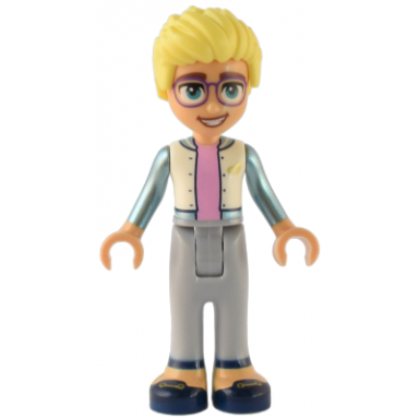 friends olly - white jacket with metallic light blue sleeves light bluish gray trousers dark blue shoes