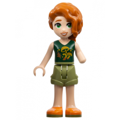 friends autumn - dark green mushroom top olive green shorts orange shoes
