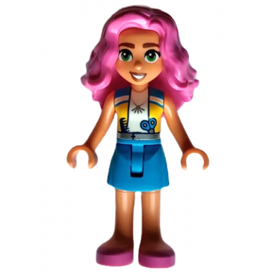 friends nadia - medium azure and yellow vest medium azure skirt dark pink shoes