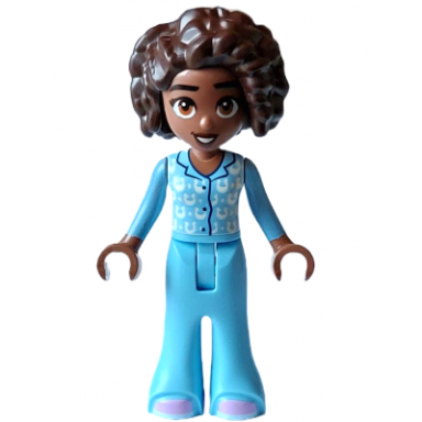 friends aliya - bright light blue pajamas top with white horseshoes and dots lavender shoes