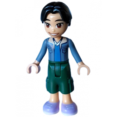 friends niko - sand blue jacket blue shirt dark green cropped trousers lavender shoes