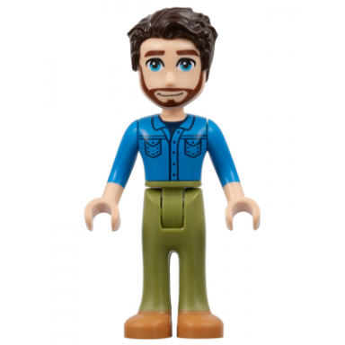 friends jonathan - dark azure shirt olive green trousers medium nougat shoes dark brown hair