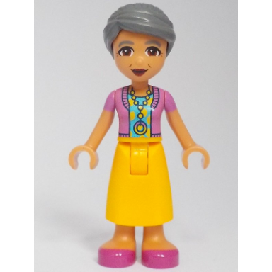 friends abuelita - dark pink sweater vest bright light orange long skirt magenta shoes