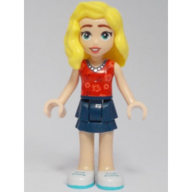 friends matilde - red top dark blue layered skirt white shoes