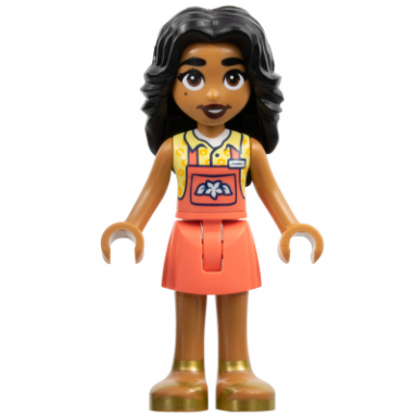 friends adi - coral overalls skirt bright light yellow shirt gold sandals