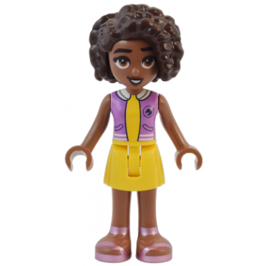 friends aliya - medium lavender top yellow skirt metallic pink sandals