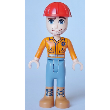 friends darrel - orange safety shirt sand blue legs medium nougat boots red construction helmet