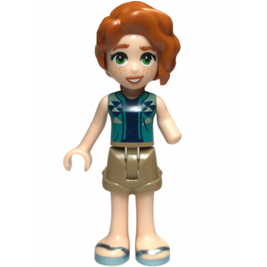 friends autumn - dark turquoise vest over dark blue shirt dark tan shorts metallic light blue sandals