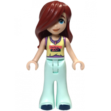 friends paisley - bright light yellow and medium lavender tank top light aqua trousers bell-bottoms dark blue shoes