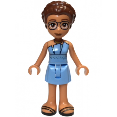friends olivia adult - bright light blue dress black sandals