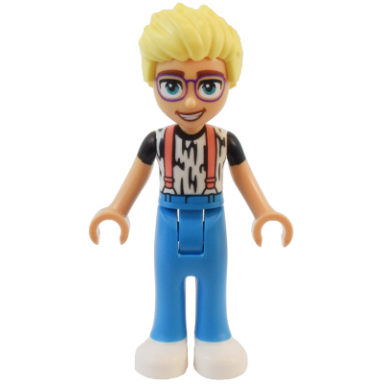 friends olly - white shirt with black stripes coral suspenders dark azure trousers white shoes