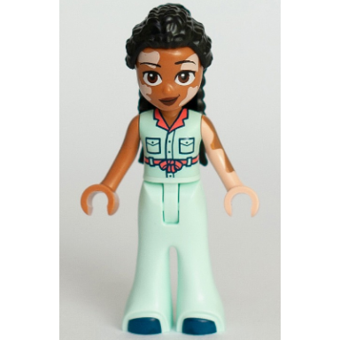 friends jordin - light aqua jumpsuit bell-bottoms dark blue shoes