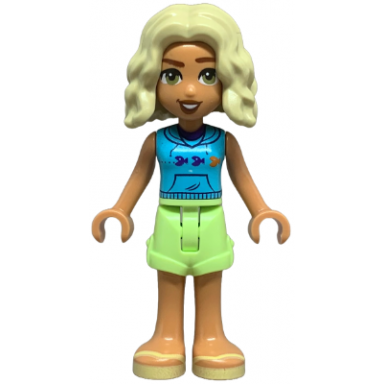 friends nova - medium azure sleeveless hoodie yellowish green shorts bright light yellow sandals