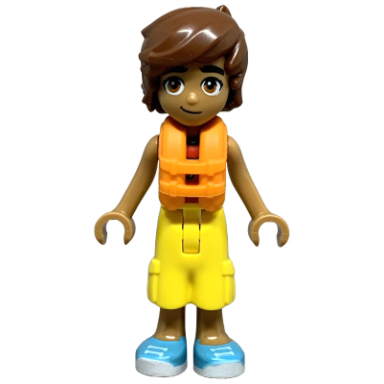 friends leo - red and white sleeveless wetsuit yellow cropped trousers medium azure shoes orange life jacket