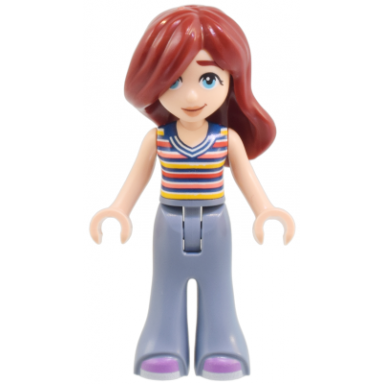 friends paisley - striped sleeveless top sand blue trousers bell-bottoms medium lavender shoes