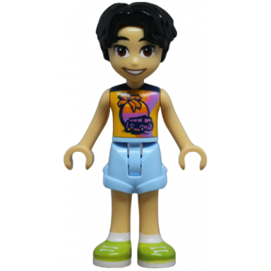 friends niko - bright light orange sleeveless shirt bright light blue shorts lime shoes