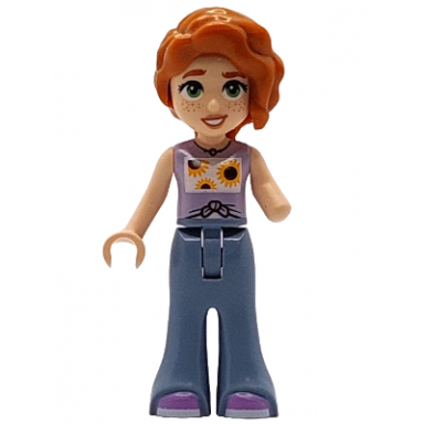 friends autumn - lavender vest with sunflowers sand blue trousers bell-bottoms medium lavender shoes