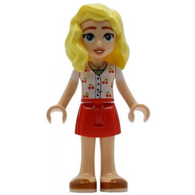 friends matilde - white top with cherries red skirt dark orange shoes