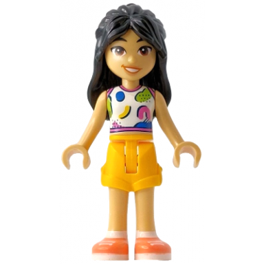 friends liann - white tank top bright light orange shorts coral shoes