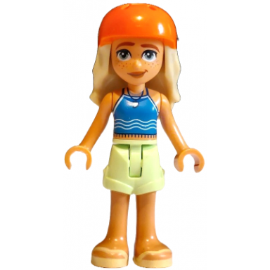 friends sage - blue tank top yellowish green shorts bright light yellow sandals reddish orange bicycle helmet