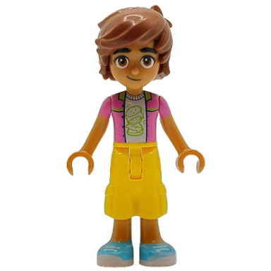 friends leo - dark pink jacket white shirt with hamburger yellow cropped trousers medium azure shoes