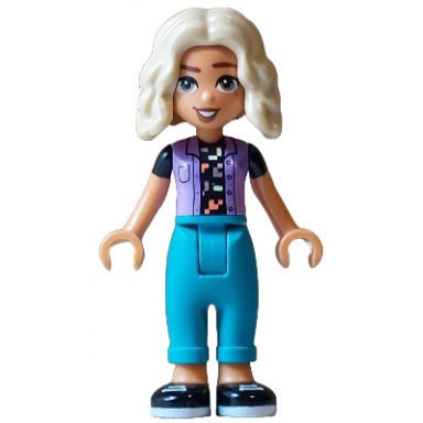 friends nova - medium lavender vest over black shirt dark turquoise trousers tan hair