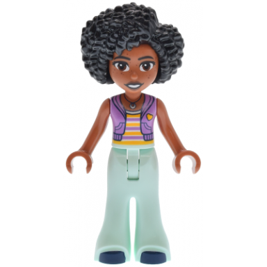 friends jamila - medium lavender sleeveless hoodie light aqua trousers bell-bottoms dark blue shoes