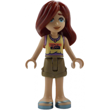 friends paisley - bright light yellow and medium lavender tank top dark tan shorts metallic light blue sandals