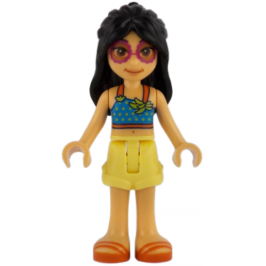 friends liann - dark azure top bright light yellow shorts reddish orange sandals
