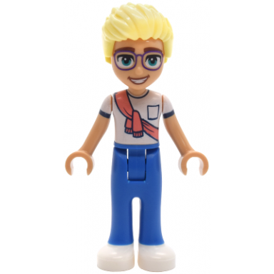 friends olly - white shirt with coral scarf blue trousers white shoes