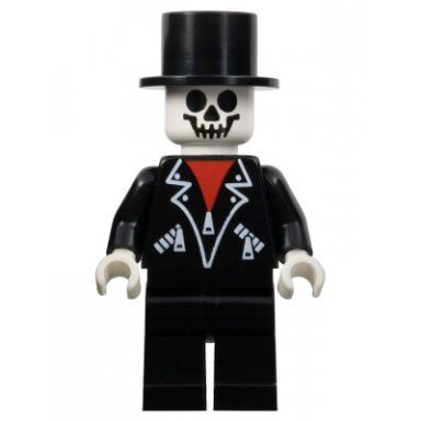 leather jacket with zippers - black legs skeleton head black top hat white hands