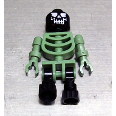 skeleton - sand green with black legs and black head with evil skull