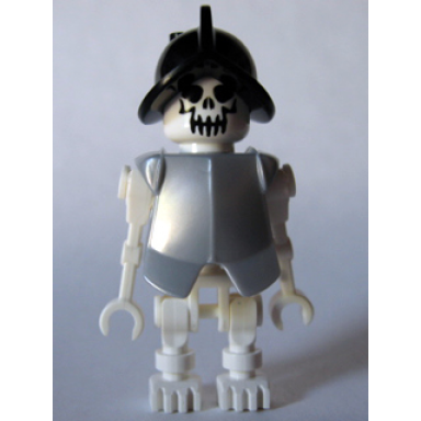 skeleton fantasy era torso with evil skull black conquistador helmet pearl light gray armor