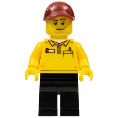 lego store driver black legs dark red cap with hole