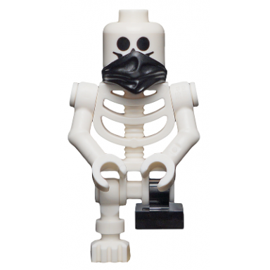 skeleton with standard skull scarf bent arms and short black leg
