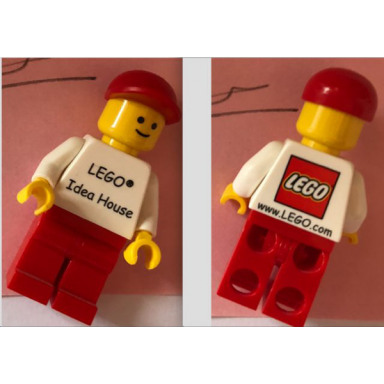 lego idea house minifigure - lego logo with website address on back