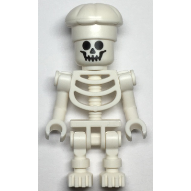 skeleton - standard skull bent arms vertical grip white chef toque