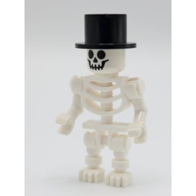 skeleton - standard skull bent arms horizontal grip black top hat