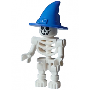 skeleton - standard skull bent arms vertical grip blue wizard witch hat