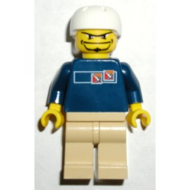 skateboarder dark blue shirt tan legs