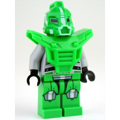 bright green robot sidekick with armor