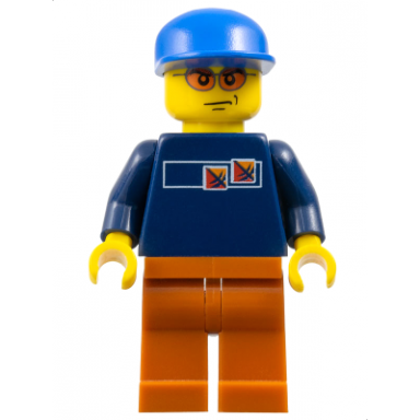street hockey player dark blue torso dark orange legs
