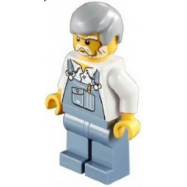 overalls sand blue sand blue legs light bluish gray male hair white beard