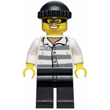 police - jail prisoner 86753 prison stripes black knit cap mask