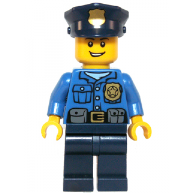 police - gold badge police hat open grin